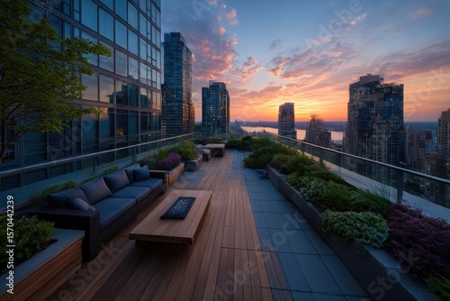 Wallpaper Mural Rooftop urban patio at sunset Torontodigital.ca