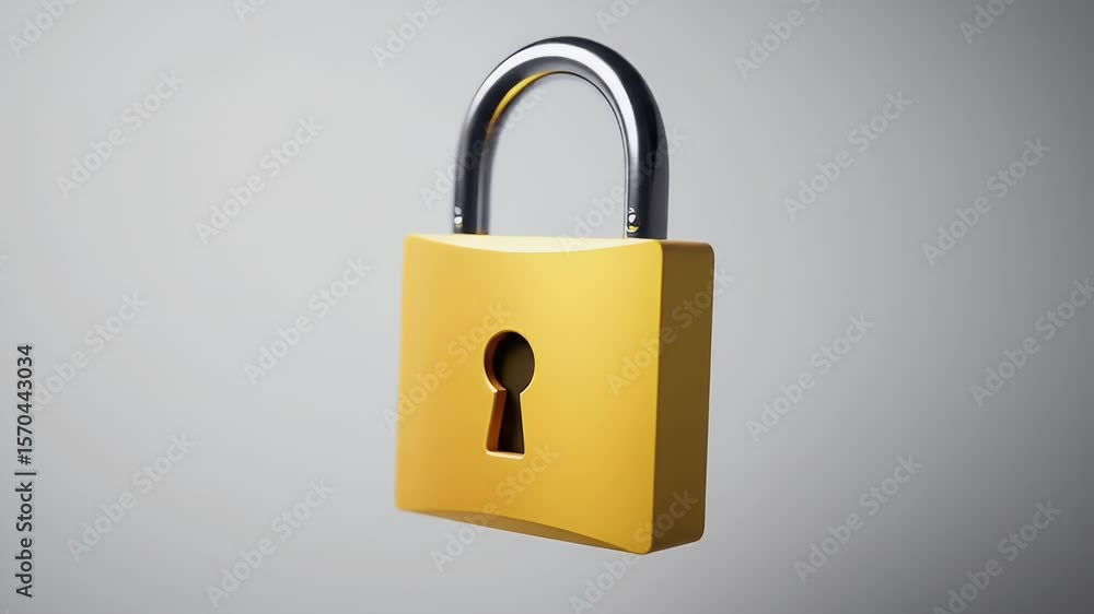 Isolated Gold Padlock on Gradient Gray Background Representing Security and Protection Isolated Gold Padlock on Gradient Gray Background Representing Security and Protection