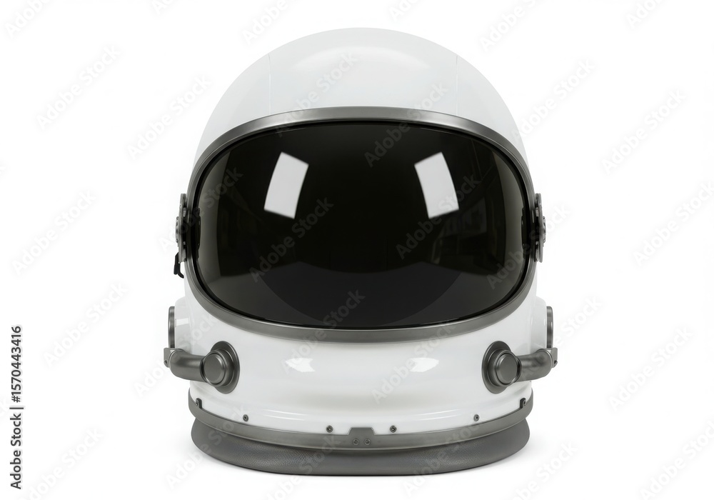Fototapeta premium Modern white astronaut helmet with dark visor and metallic accents