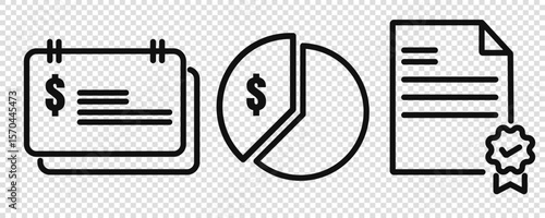 line icon set vector illustration. Includes forms, deductions, financial statements and payment