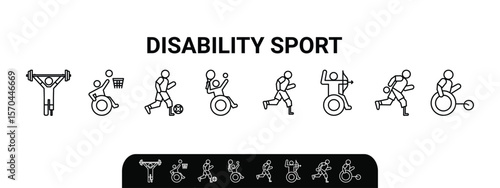 Disabled sport icons set, Adaptive Sports, Paralympic athlete vector illustration set