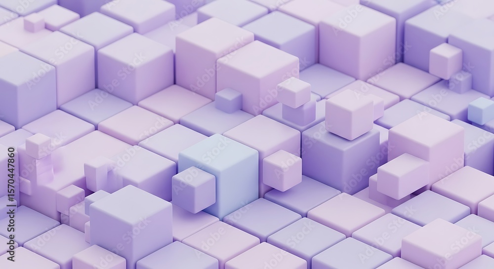 Fototapeta premium Abstract Pastel Cubes Pattern Gentle Pink and Purple Tones