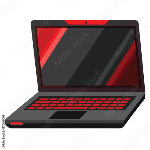 Sleek modern laptop with red accents and black keyboard