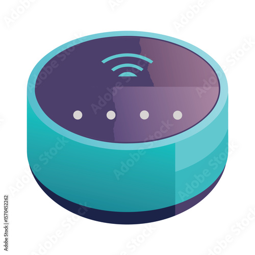 Modern smart speaker with wi fi signal and indicator lights
