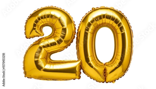 Gold balloons in the shape of the number 20