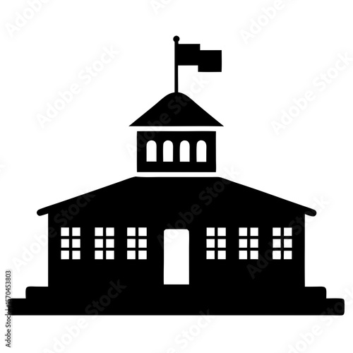 Ominous Grand Prison Illustration with Flag  Isolated on White
