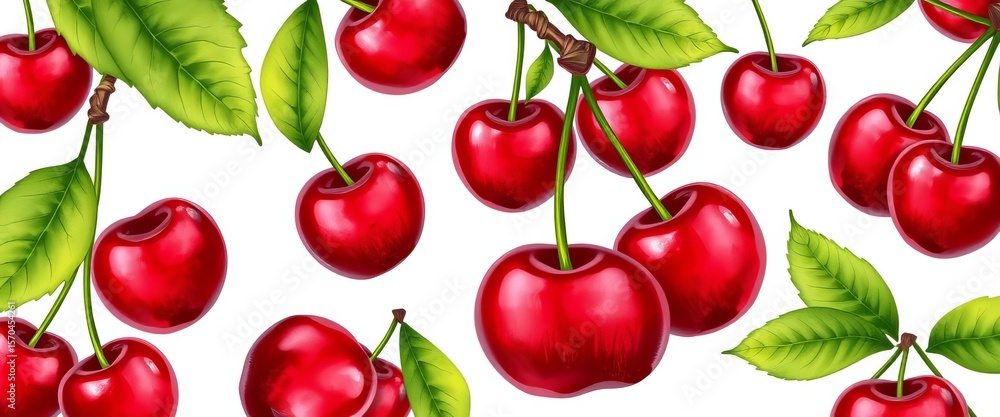 Set of hand-drawn cherry vectors, isolated on white Summer fruit illustration, design element, vibrant Set of hand-drawn cherry vectors, isolated on white Summer fruit illustration, design element, vibrant