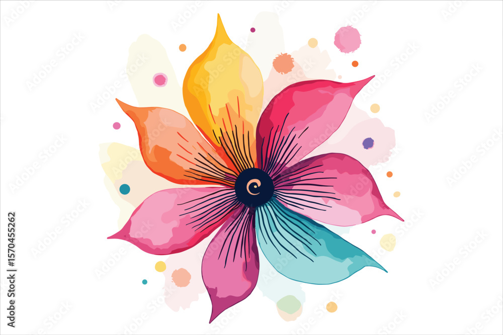 Obraz premium Retro Groovy Flowers Bundle | 70s Inspired Floral Clipart Set