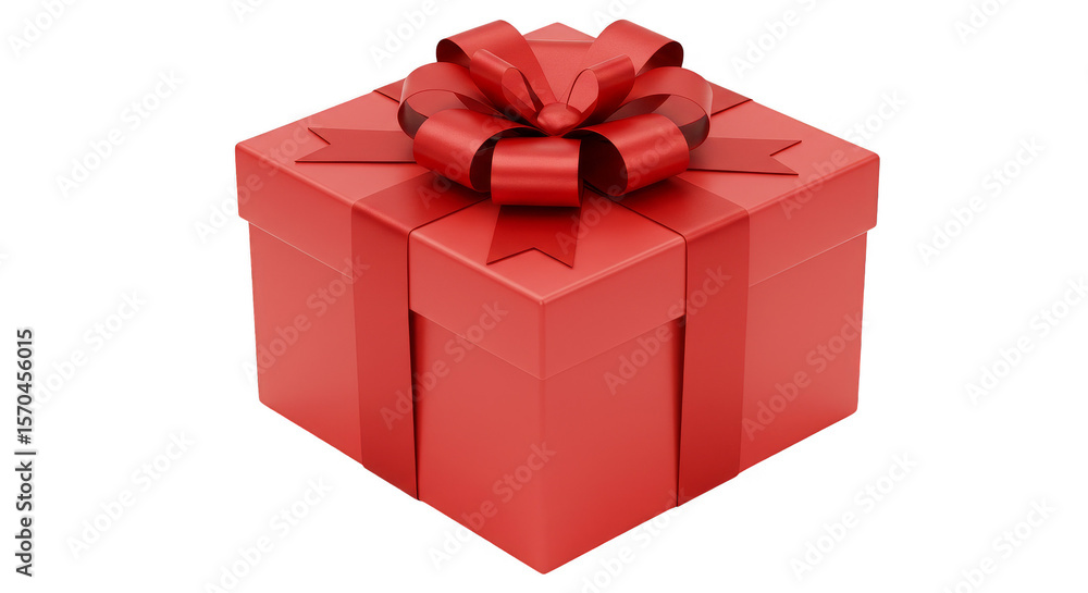 Fototapeta premium 3D Rendering Vivid Red Gift Box tied with Ribbon Isolated