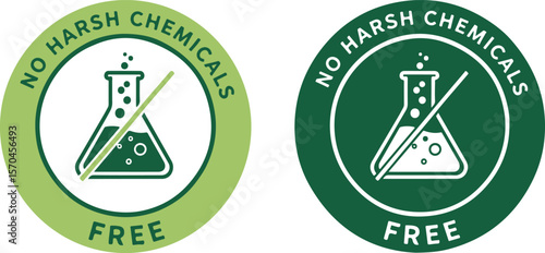 Eco-friendly vector badge icons "No Harsh Chemicals Free"