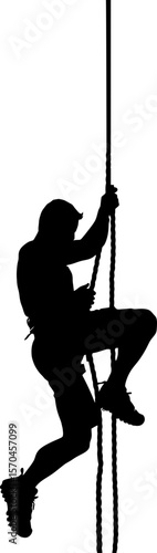 Man climbing rope silhouette