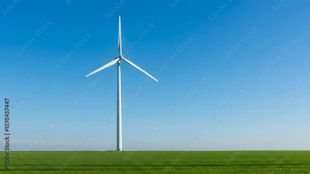 Wind Turbine on Green Field Under a Bright Blue Sky Clean Energy Power Generation Wind Turbine on Green Field Under a Bright Blue Sky Clean Energy Power Generation