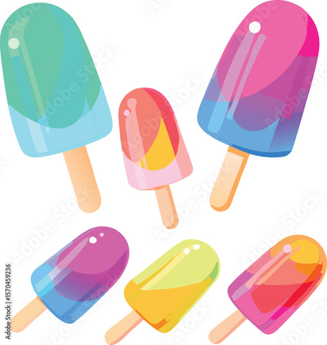Colorful frozen treats on sticks popsicles dessert