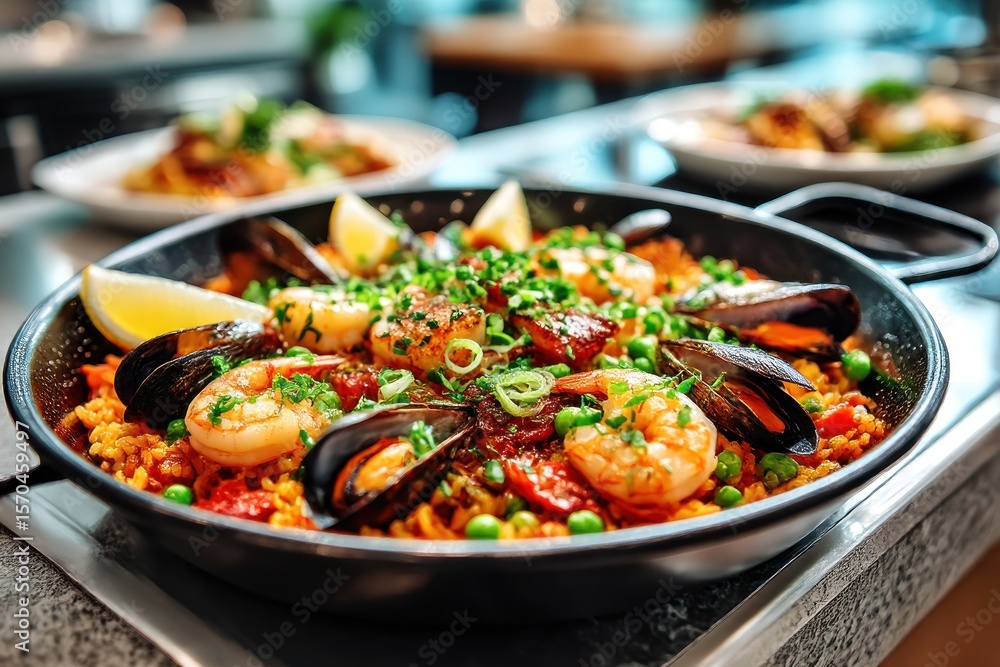 Seafood paella in a pan (1) Seafood paella in a pan (1)