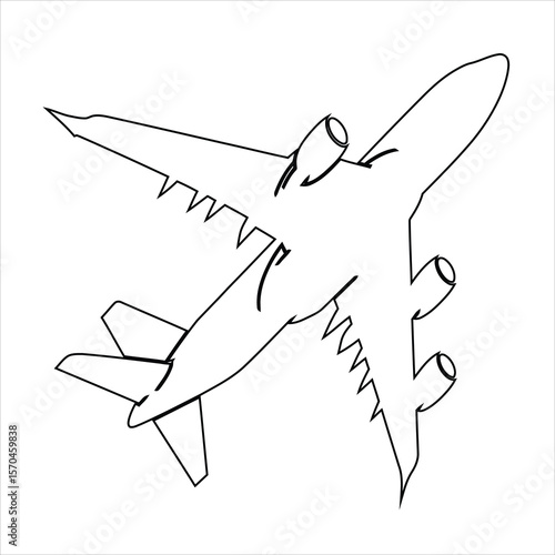 Black outline of a large passenger airplane seen from above aircraft airliner