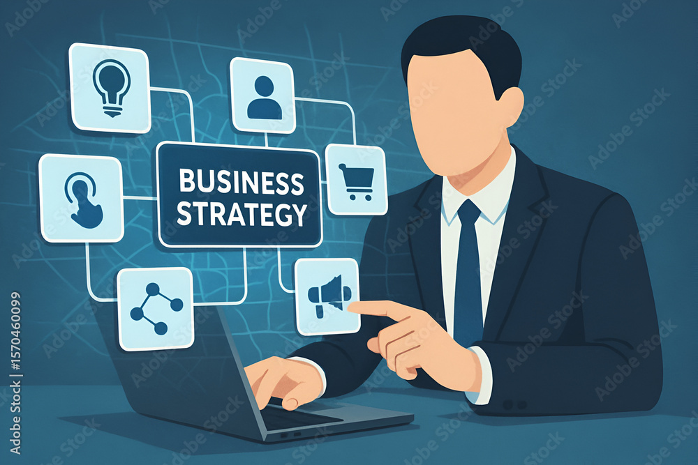 Business Strategy Planning on Laptop Business Strategy Planning on Laptop