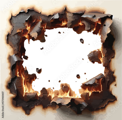Burnt Torn Paper Edge with Transparent Center