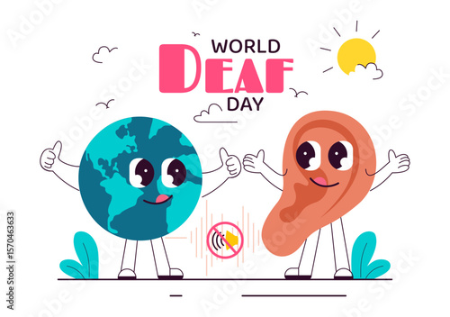 World Day of the Deaf Vector Illustration on September 26 to Raise Awareness About Hearing Loss Prevention and Ear Treatment in a Flat Background