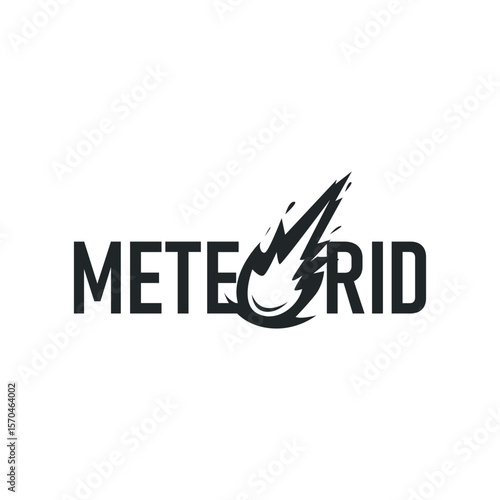outer space concept with meteorite logo, space rock as asteroid simple silhouette vintage symbol illustration brand or business product and design template