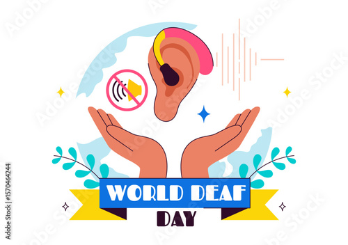 World Day of the Deaf Vector Illustration on September 26 to Raise Awareness About Hearing Loss Prevention and Ear Treatment in a Flat Background