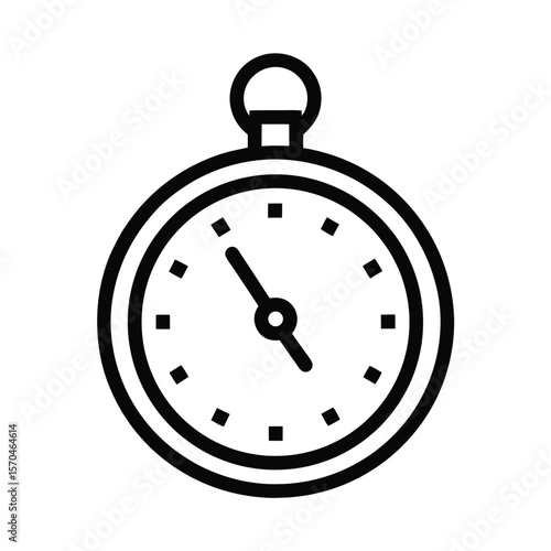 Pocket Watch Icon Outline Vector Illustration