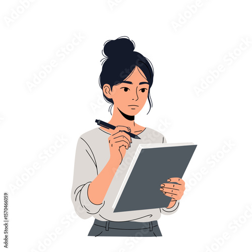 Woman Sketching: Creative Process Illustration