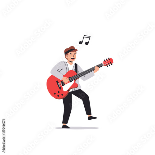 Energetic Guitarist: Passionate Performance Illustration
