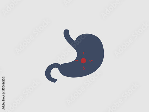 a human stomach in dark blue with a red