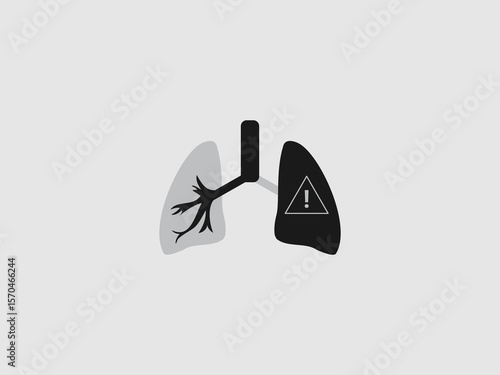 one lung appearing lighter and healthy