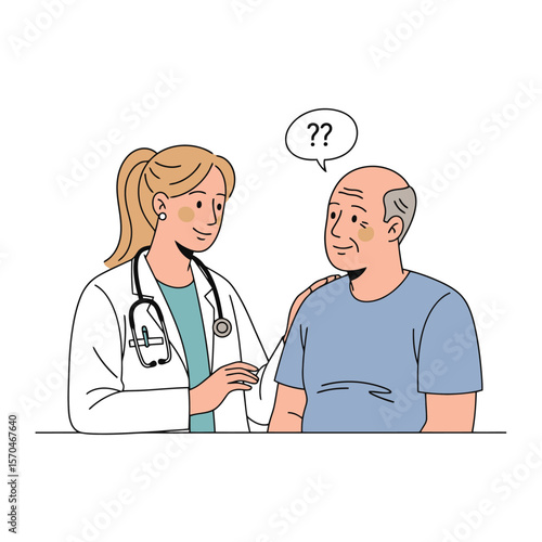 Doctor Consulting with Senior Patient with Memory Problems