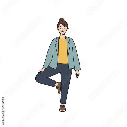 Woman in Tree Pose - Isolated Vector Illustration
