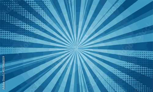 Blue burst halftone radial backdrop