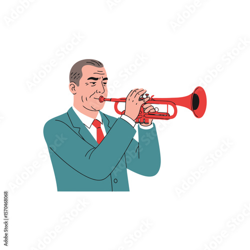 Jazz Trumpet Player Illustration: Musical Performance