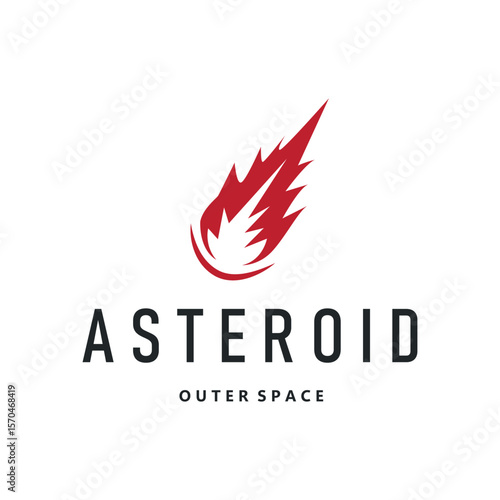 outer space concept with meteorite logo, space rock as asteroid simple silhouette vintage symbol illustration brand or business product and design template