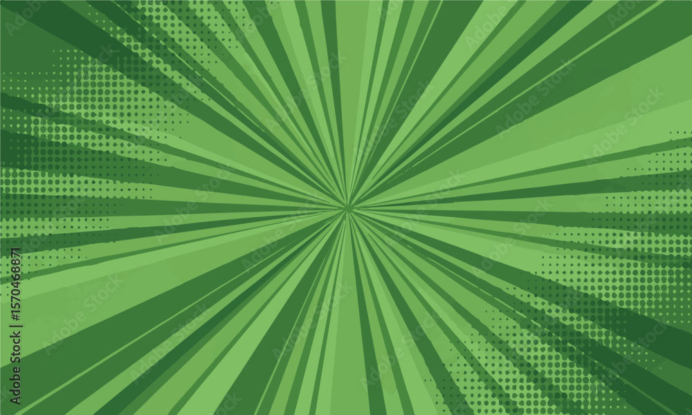 Obraz premium Green comic zoom lines background