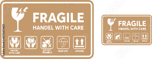 Fragile, Handle With Care warning label on white background