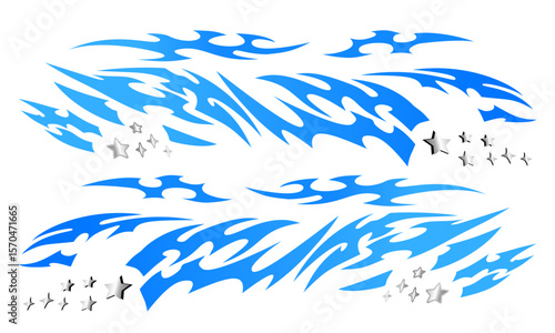 Blue tribal drift racing livery design with stars, classic tribal  JDM livery design