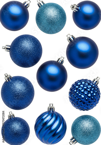 Blue Christmas Ornaments Transparent Background Festive Holiday Decoration