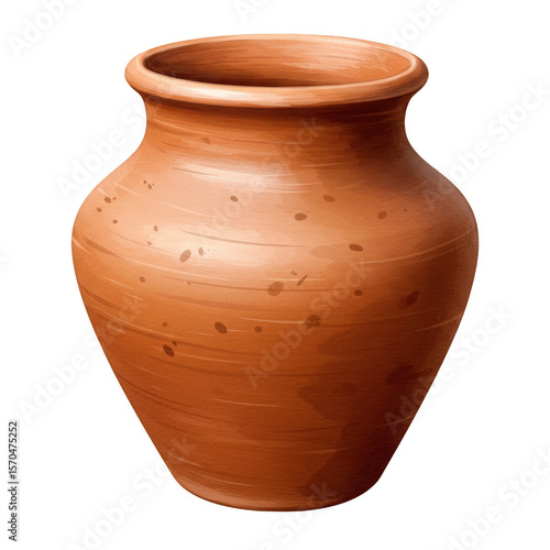 Clay Vase Isolated Simple Rustic Brown Pottery Container Illustration