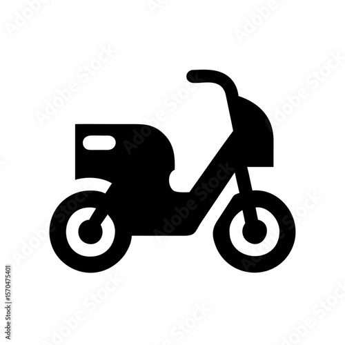 Black silhouette of a sleek minimalist electric scooter or unicycle design