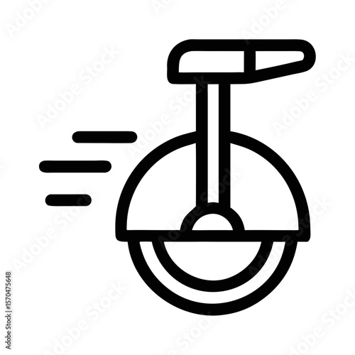 Sleek minimalist black silhouette of an electric unicycle design on a white background