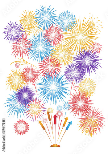 Colorful Fireworks Display Celebration Holiday Event Transparent Background