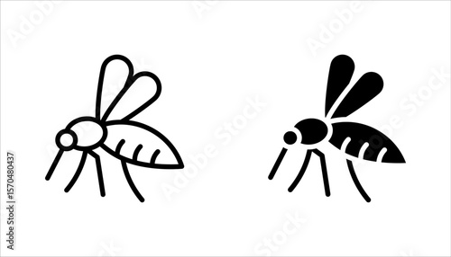 Mosquito line icon set, outline vector sign, linear pictogram, vector illustration on white background
