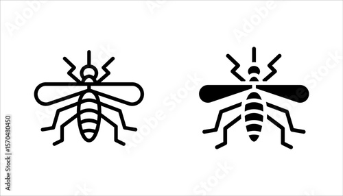Mosquito line icon set, outline vector sign, linear pictogram, vector illustration on white background
