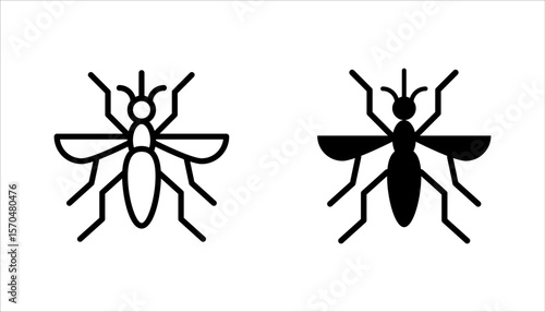 Mosquito line icon set, outline vector sign, linear pictogram, vector illustration on white background