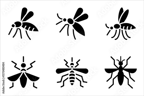 Mosquito line icon set, outline vector sign, linear pictogram, vector illustration on white background