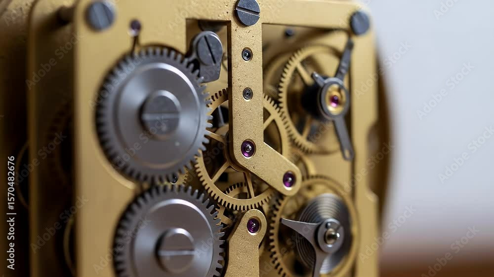 Close-up of intricate clockwork gears