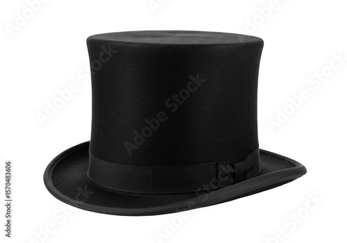 Elegant Black Top Hat Fashionable Headwear Classic Style PNG