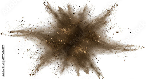 Golden Brown Explosion Burst Sparkle Glitter Dust Isolated Background