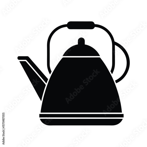 black kettle icon, simple design, kitchenware clip art preview